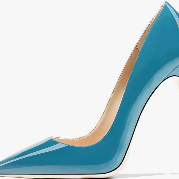 Pre-Owned Dark Turquoise Qunvngutui Pointed Toe Heels - Picture 3 of 10